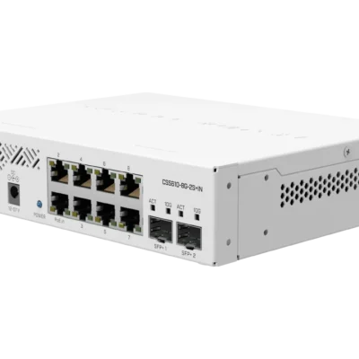 MikroTik CSS610-8G-2S+IN – Eight 1G Ethernet ports and two SFP+ ports for 10G fiber connectivity.…