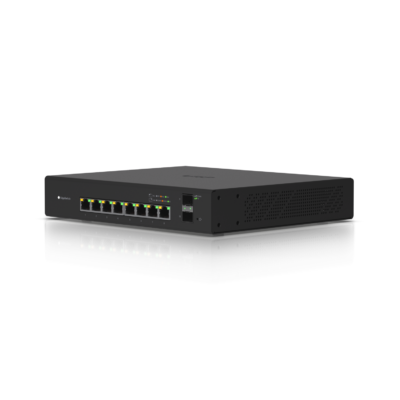 Ubiquiti EdgeSwitch 8 PoE ES-8-150W – Gigabit switch with (8) RJ45 ports, (2) SFP ports, and a 150W power supply