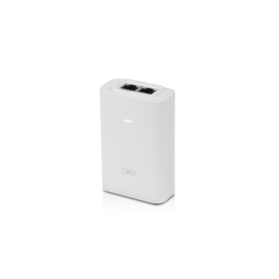 Ubiquiti 24V 24W Gigabit PoE Adapter, White POE-24V-24W-G-WH – Passive 24V PoE injector with Gigabit passthrough